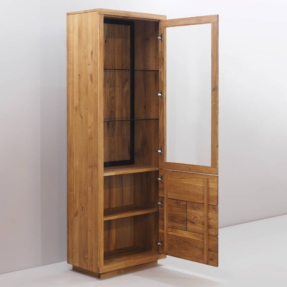 Vitrinenschrank aus Eiche Massivholz - Hugo