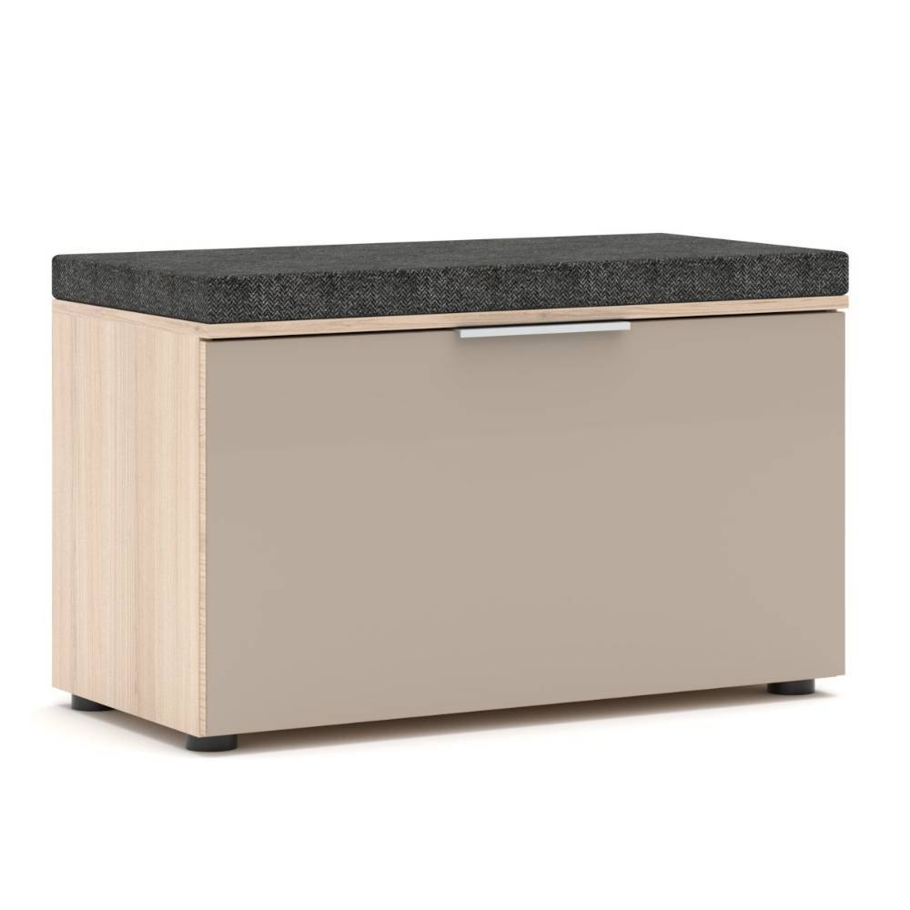 Moderne Garderobenbank in Beige mit dunklem Polster und Griff – Kildare