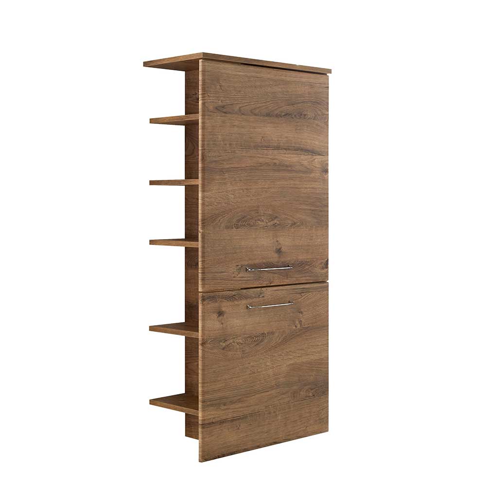 Badezimmer Midischrank in Holzoptik Eiche Dunkel - Miss X