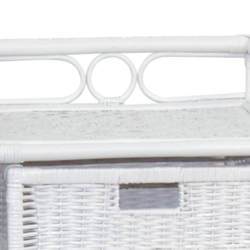 Rattan-Badezimmer-Kommode in Weiß lackiert - Ashron