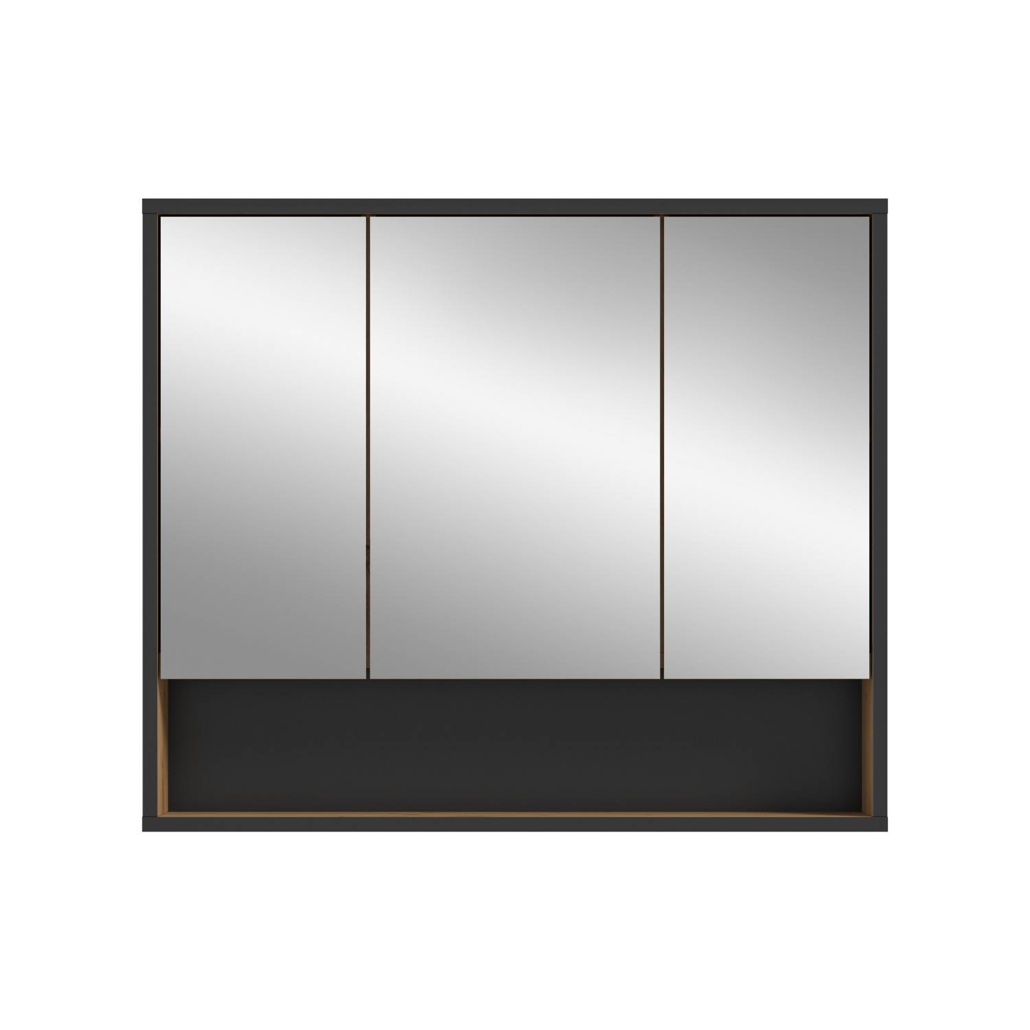 Holzoptik Badschrank mit Spiegeltüren - Brutannia