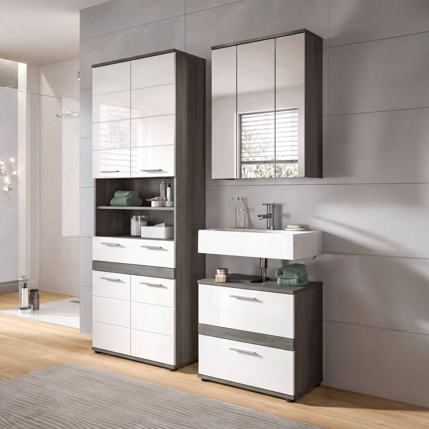 Badezimmerset 145 cm breit - Chapan (dreiteilig)