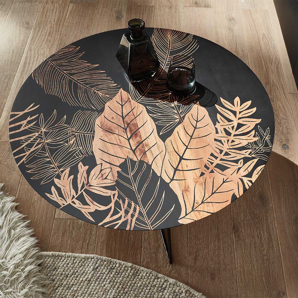 Couchtisch mit Blatt Motiv Druck - Palermo