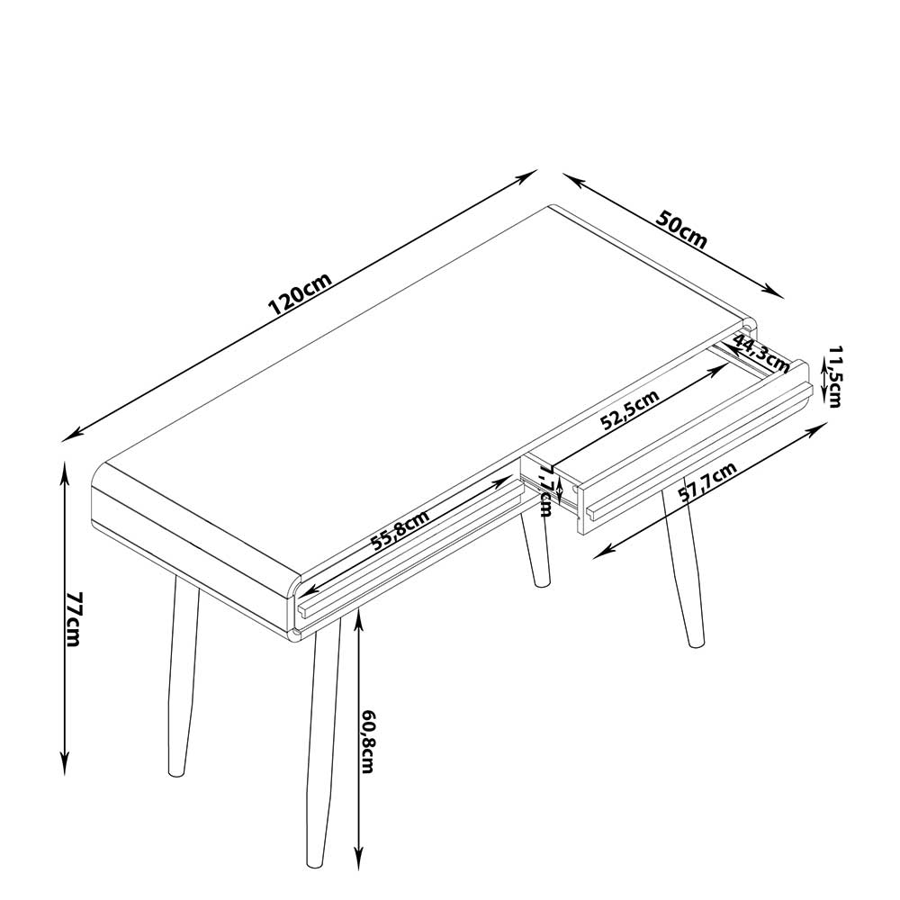 Design Schreibtisch in Schwarz mit Eiche - Diadani