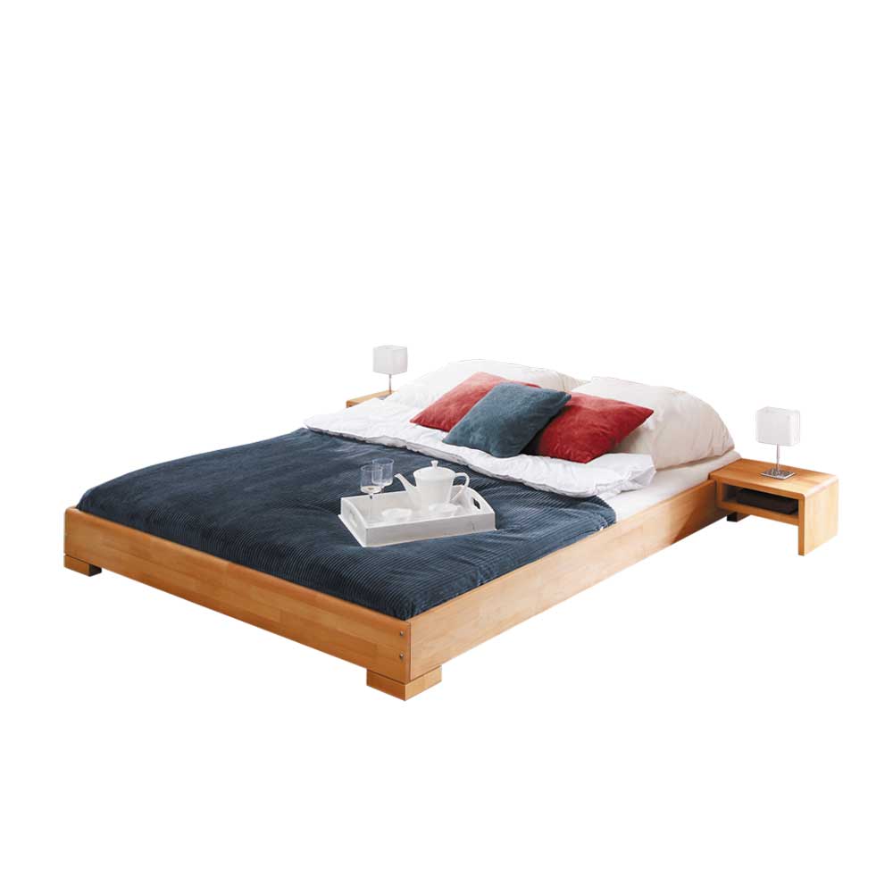 Bett Tryvial aus Buche Massivholz