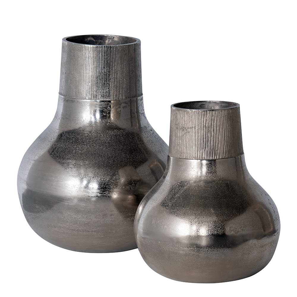 Aluminium Vasen in Silberfarben - Kisana (2er Set)