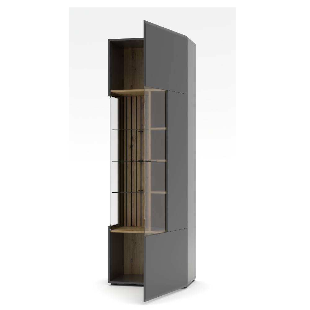 1-türige Vitrine in mattem Dunkelgrau - Azar