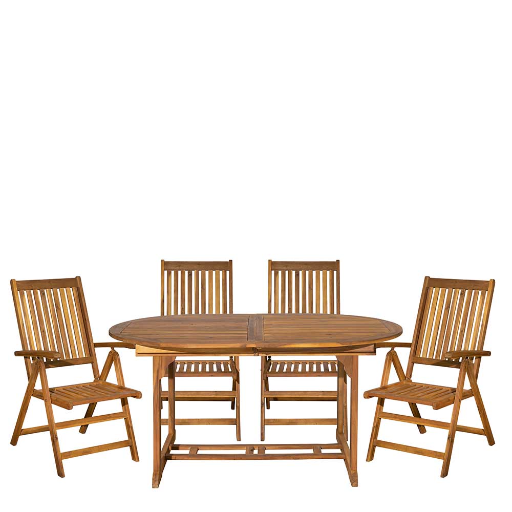 Ovale Gartentisch Gruppe für vier Personen - Nevuz (fünfteilig)