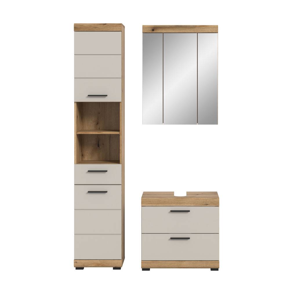 Waschplatz Set mit Spiegelschrank - Casserra II (dreiteilig)