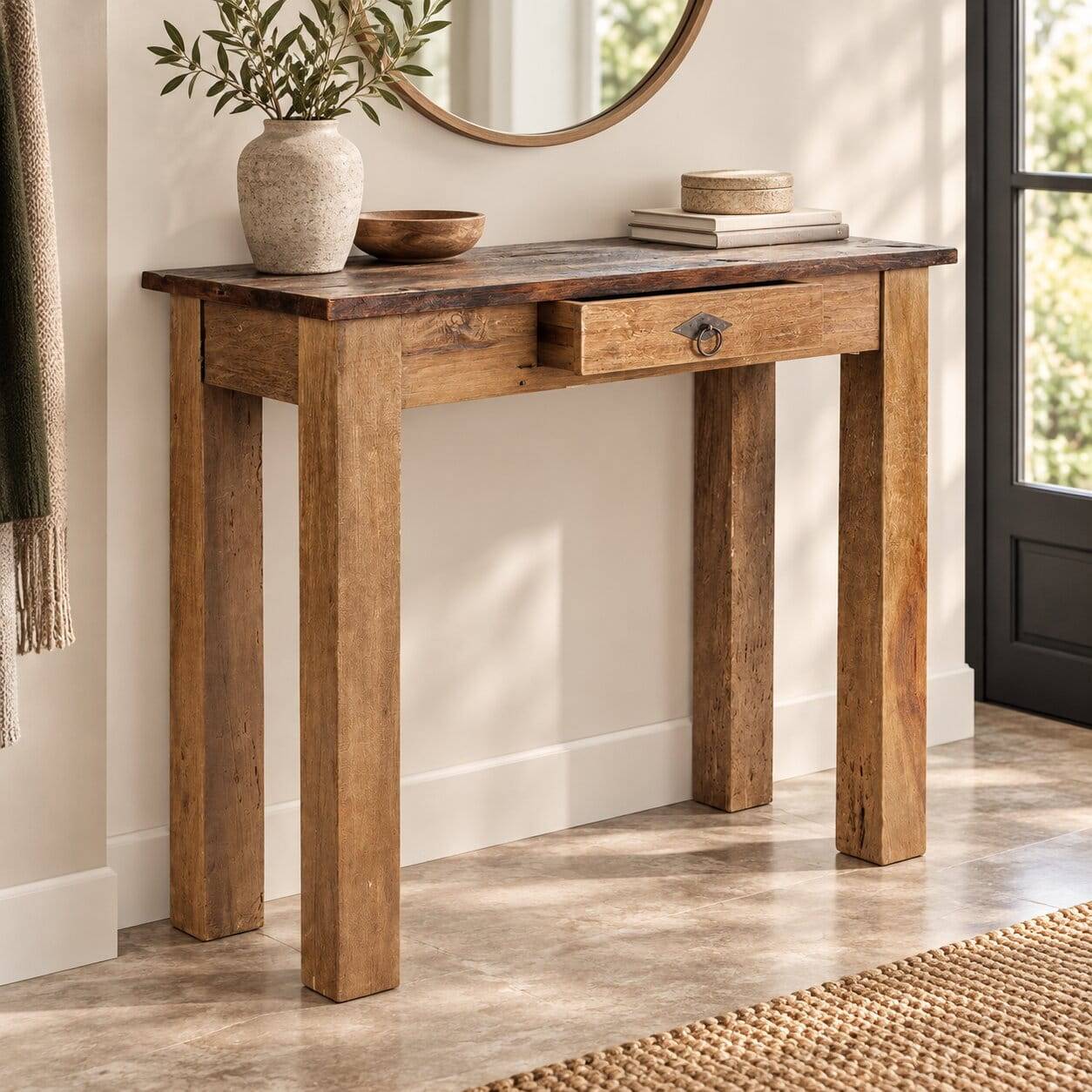 Flur Konsolentisch Mangato aus Teak Altholz