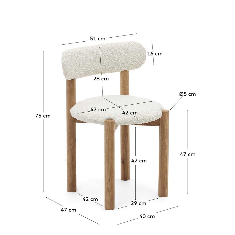 Skandi Stühle aus Boucle in Weiß - Karina (2er Set)