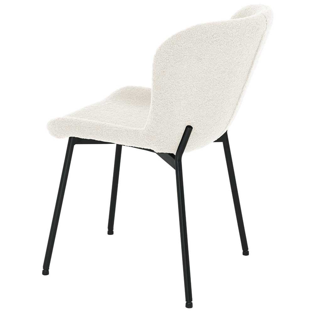 Boucle Stühle in Cremeweiß mit Schwarz - Gala (2er Set)