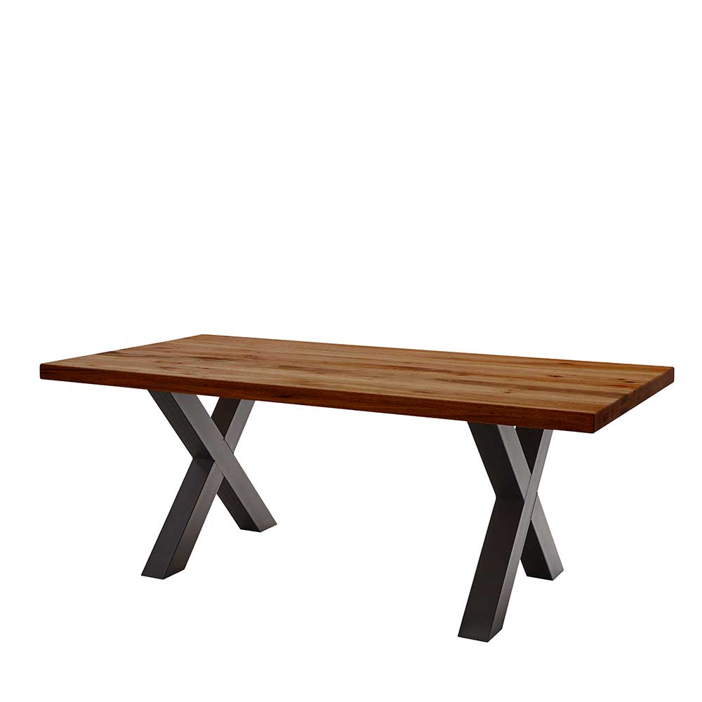 X-Fuß Esstisch mit Holzplatte 56 mm stark - Macaza