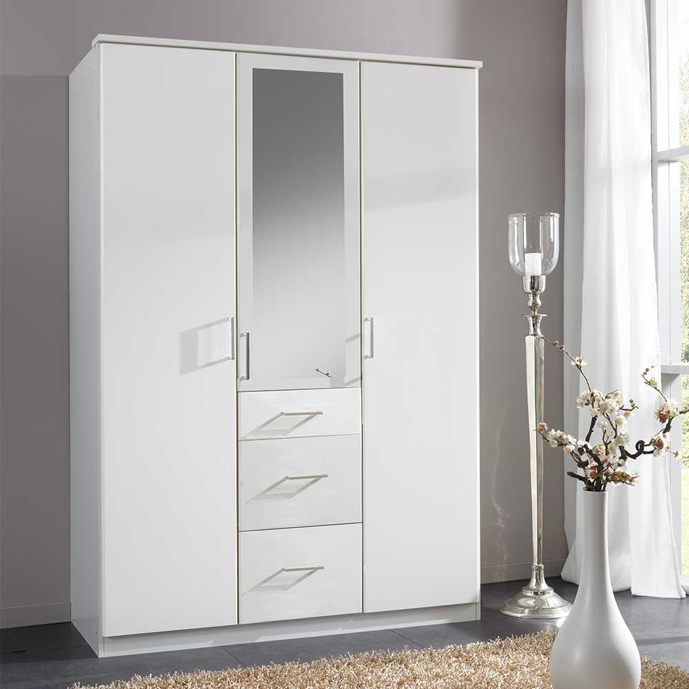 Weißer Schlafzimmer Kleiderschrank mit Spiegel - Cador