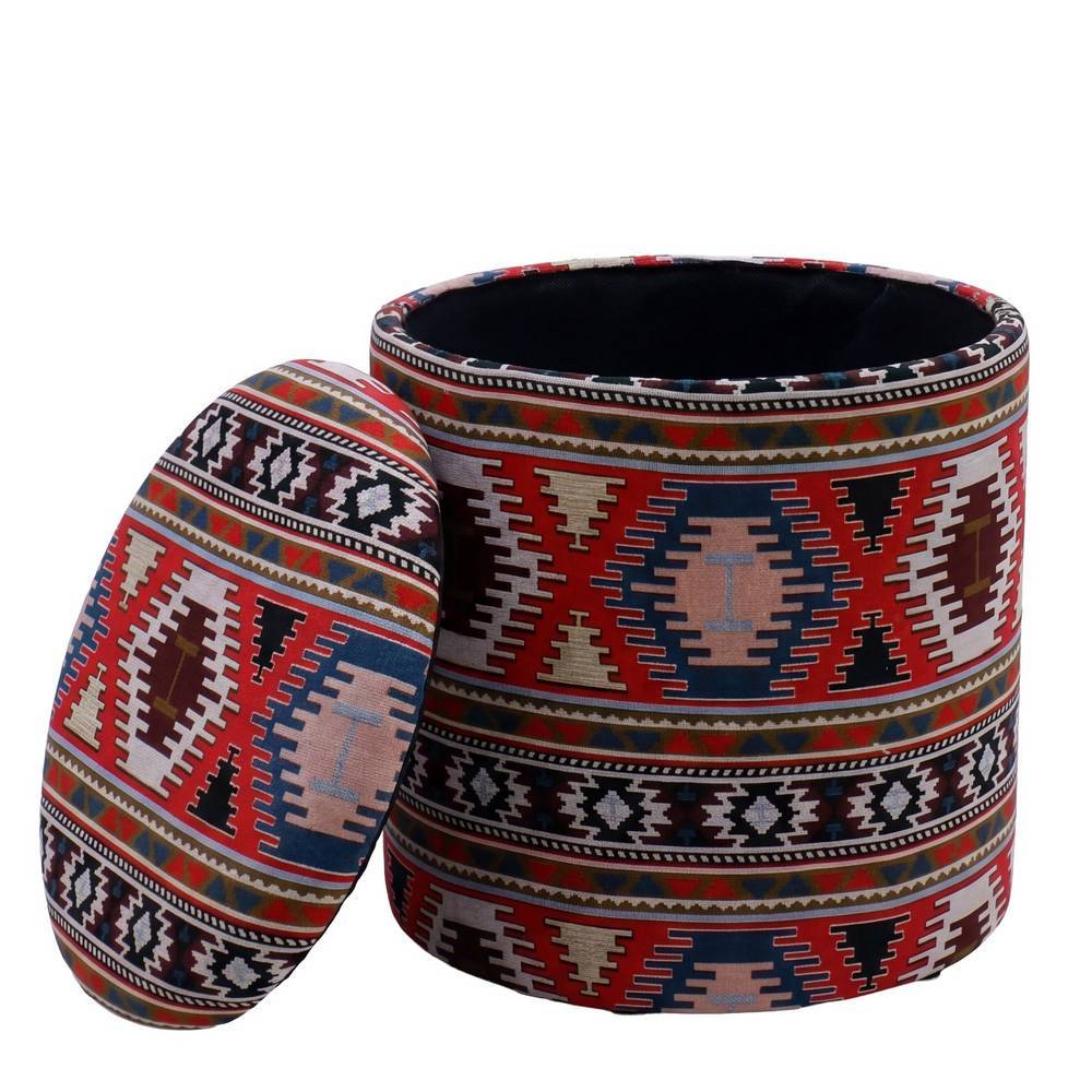 Ethno Style Hocker mit Navajo Kelim Muster - Cody