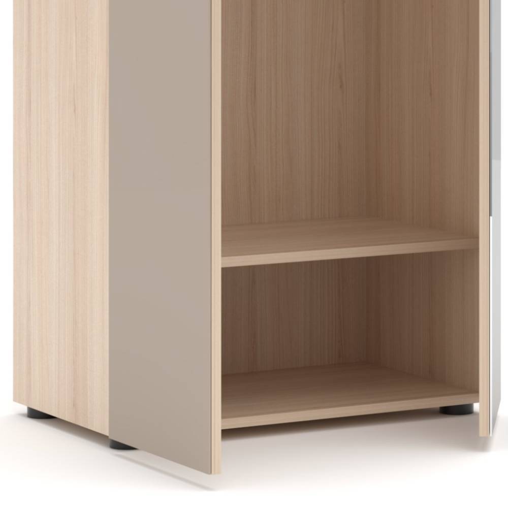 Garderobenschrank in Hellgrau und Eiche Holzoptik - Kildare