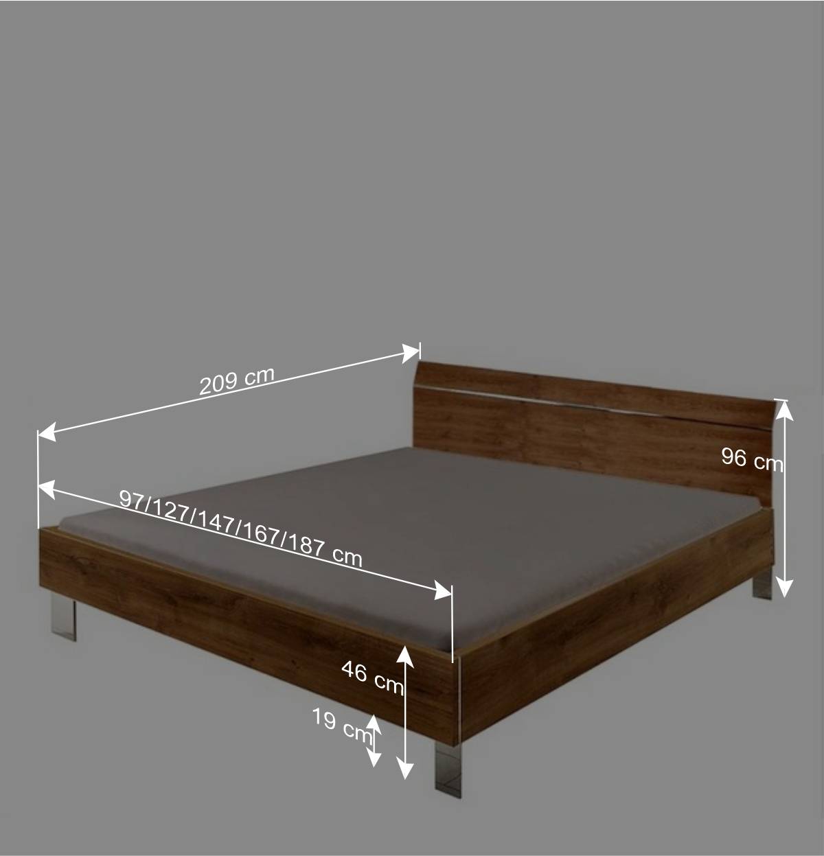 Holzoptik Bett in Plankeneiche - Dagidoyo