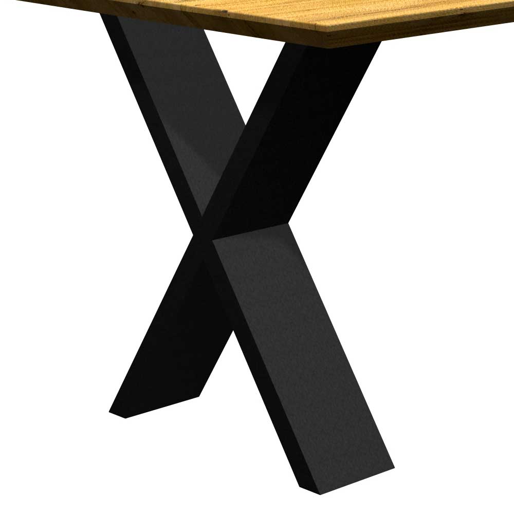 Eiche Tisch mit Schweizer Kante und X-Füßen - Tablona