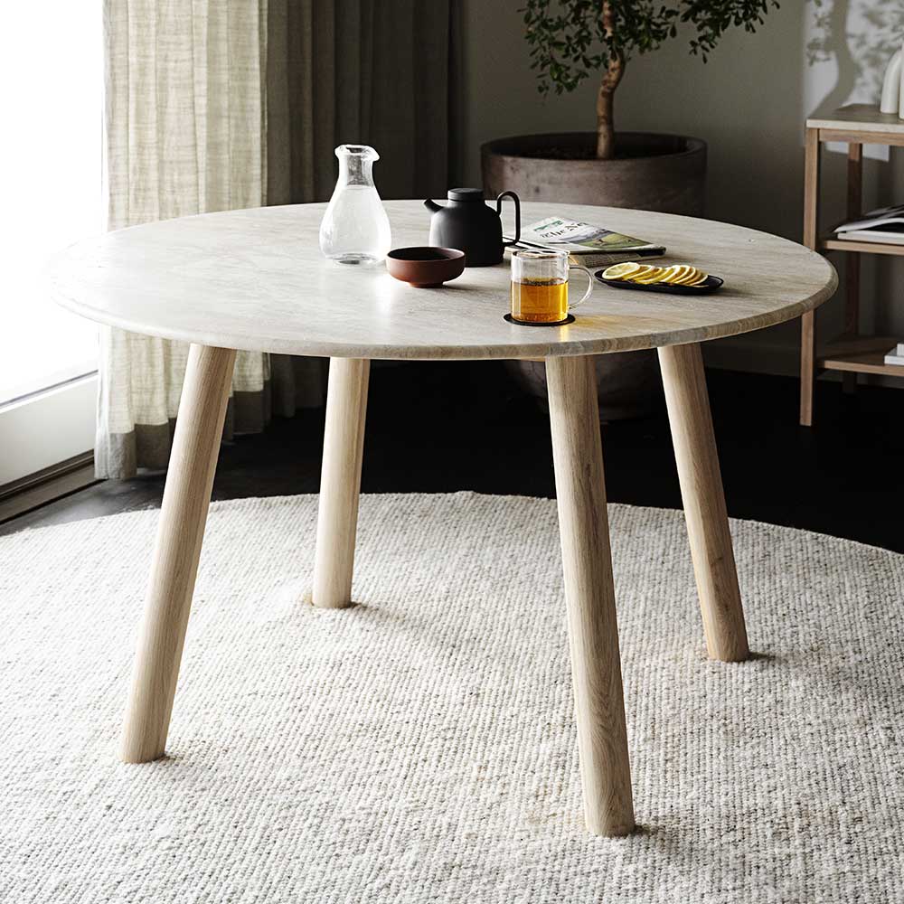 Tisch mit Travertin Steinplatte Beige - Kegadamo