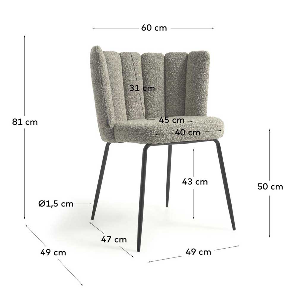 Strukturstoff Designstühle in Hellgrau - Eskuladra (2er Set)