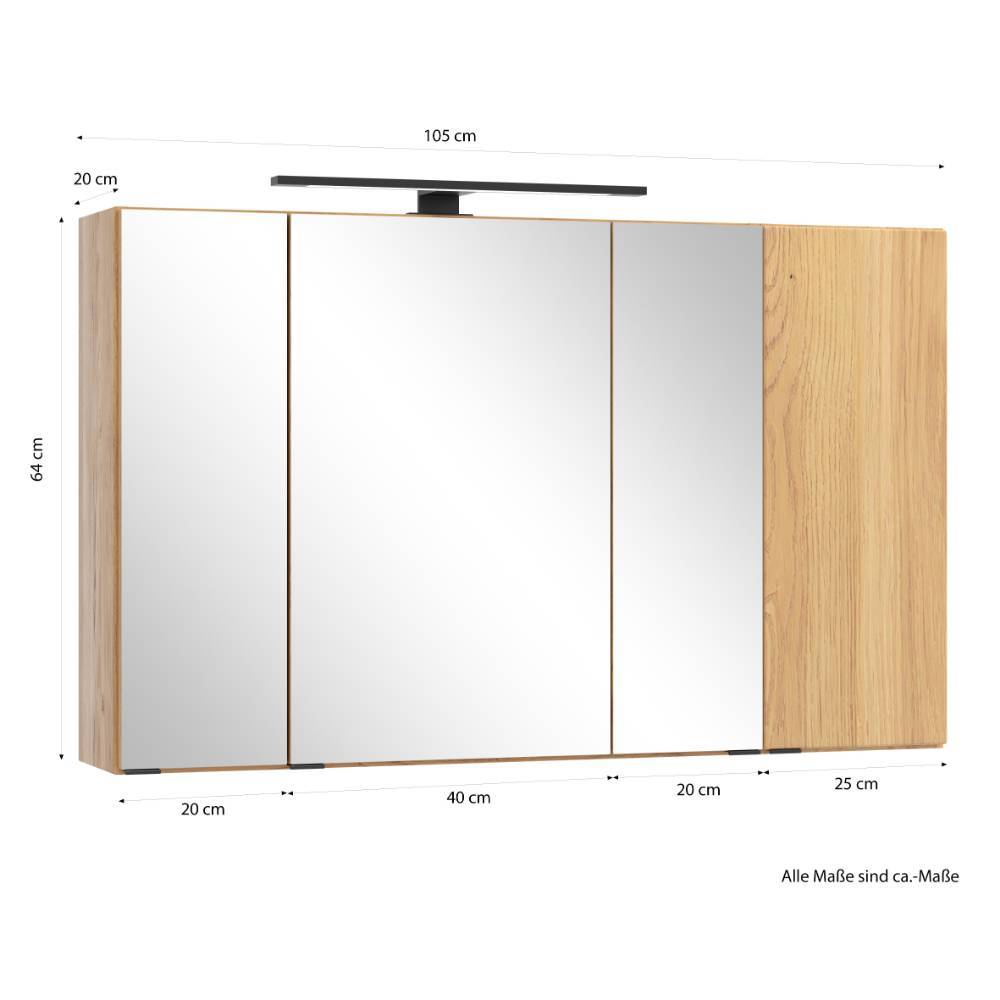 Badezimmer Spiegelschrank in Wildeichefarben - Jawa