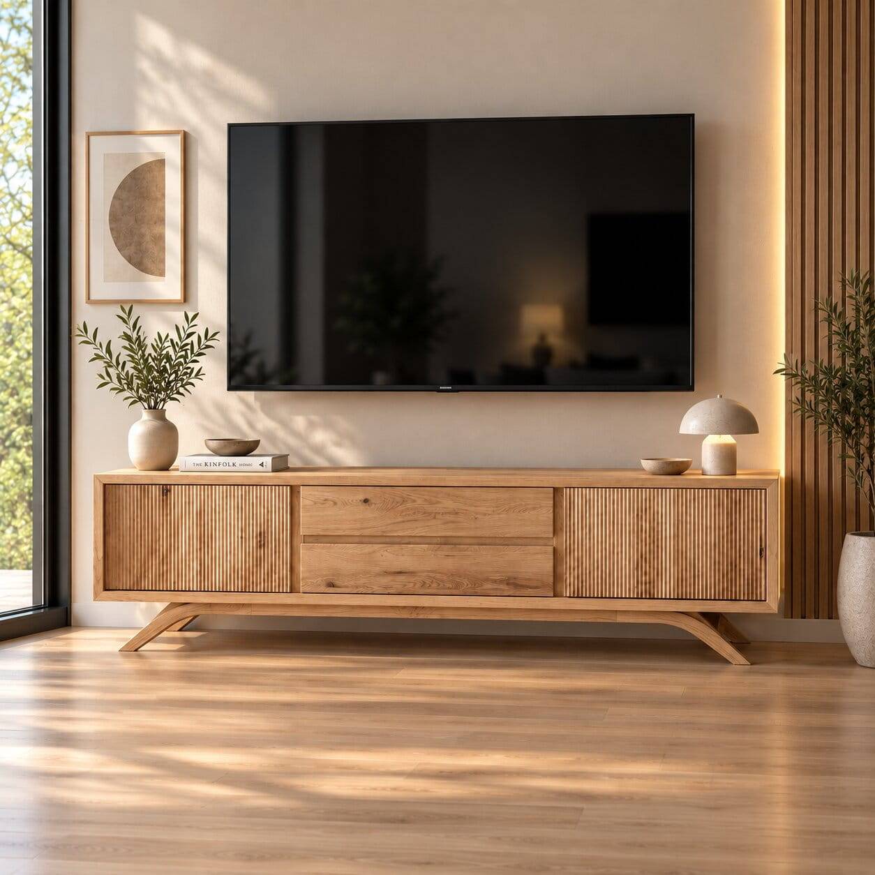 TV-Kommode aus Wildeiche Massivholz - 180 cm breit