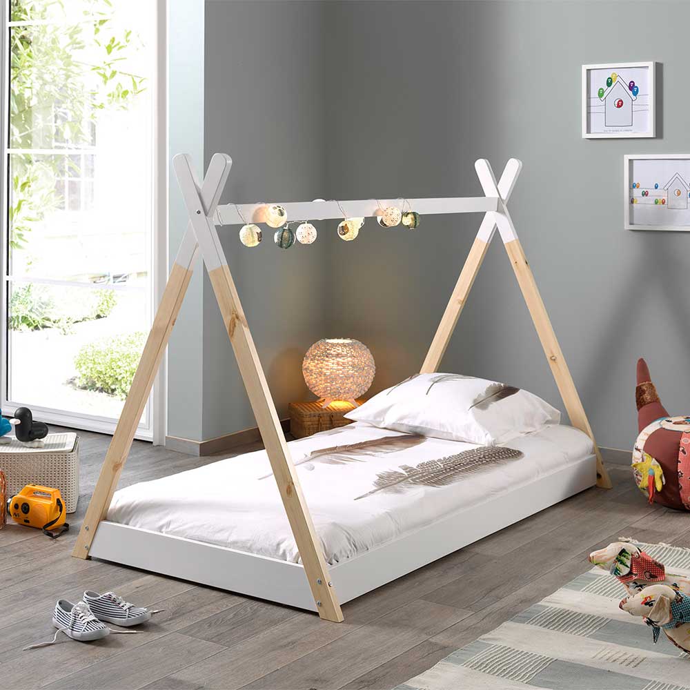 Bodentiefes Kinderbett 90x200 im Zelt Design - Flyma