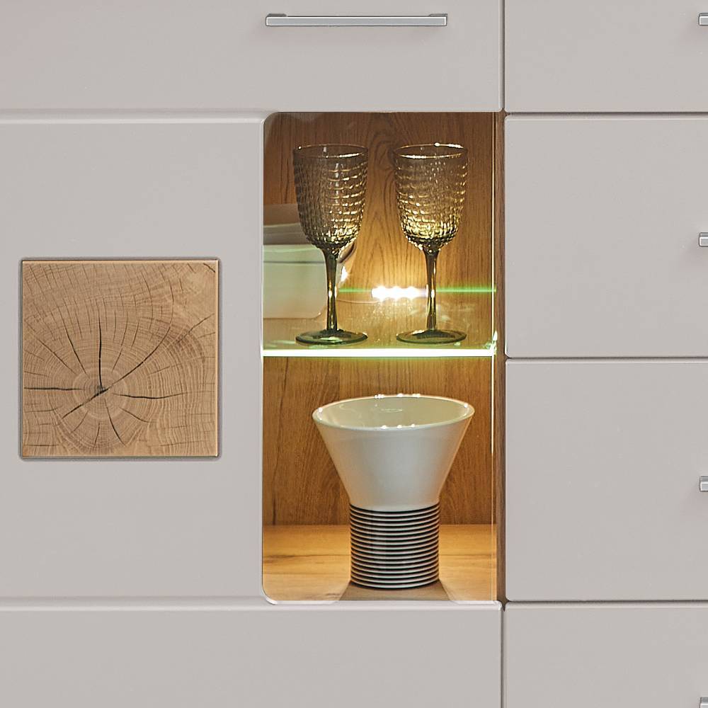Sideboard Vitrine in Mattgrau - Gemta