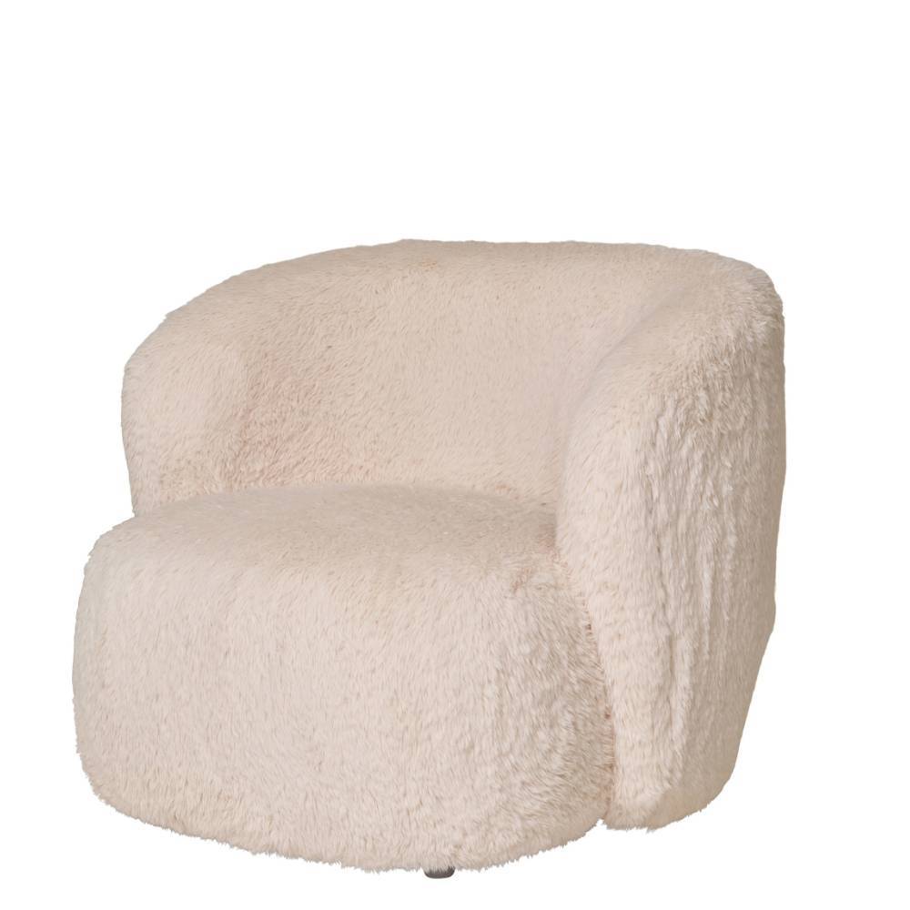 Polstersessel in Offwhite Webplüsch - Eddy