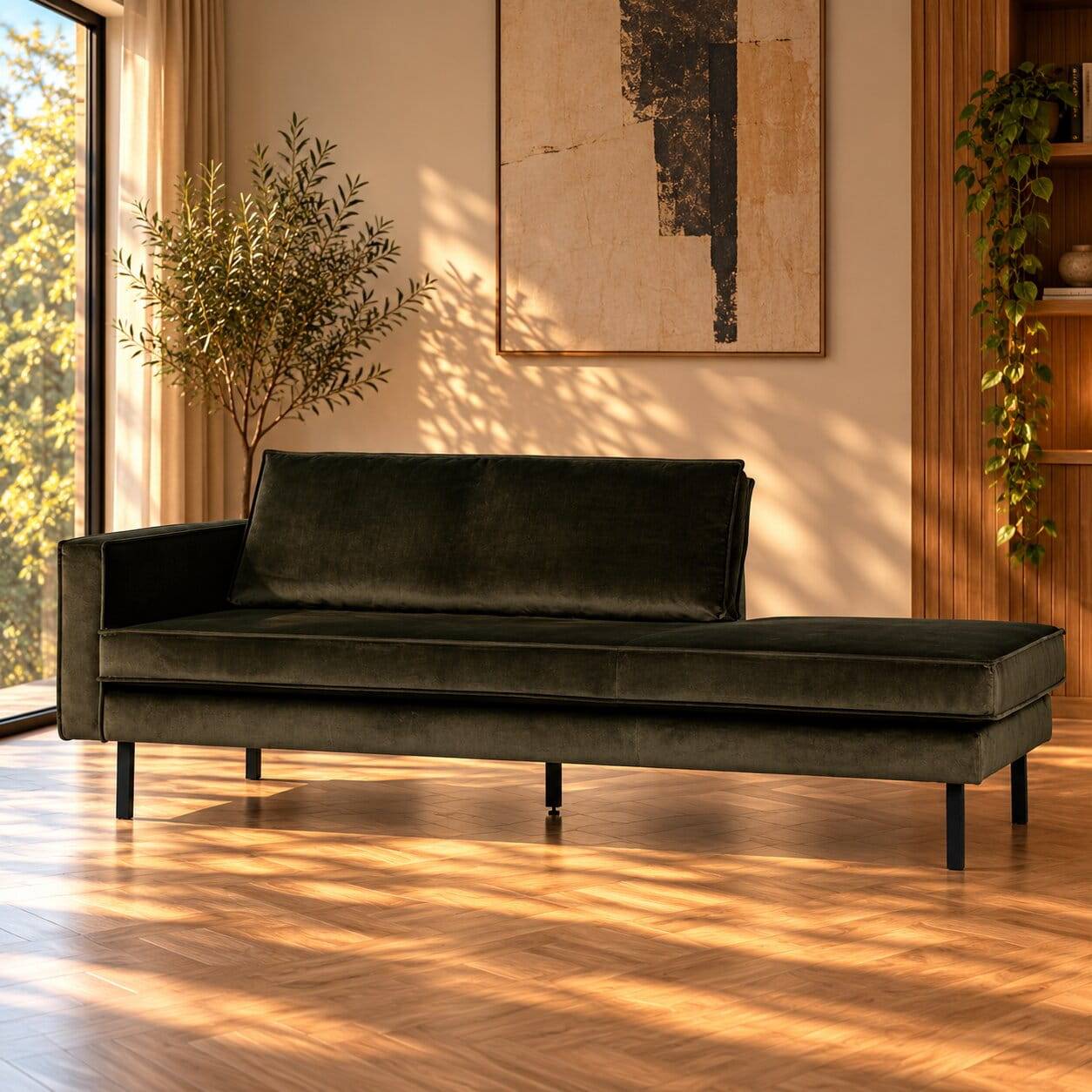 Daybed Jantal mit Samt dunkelgrün