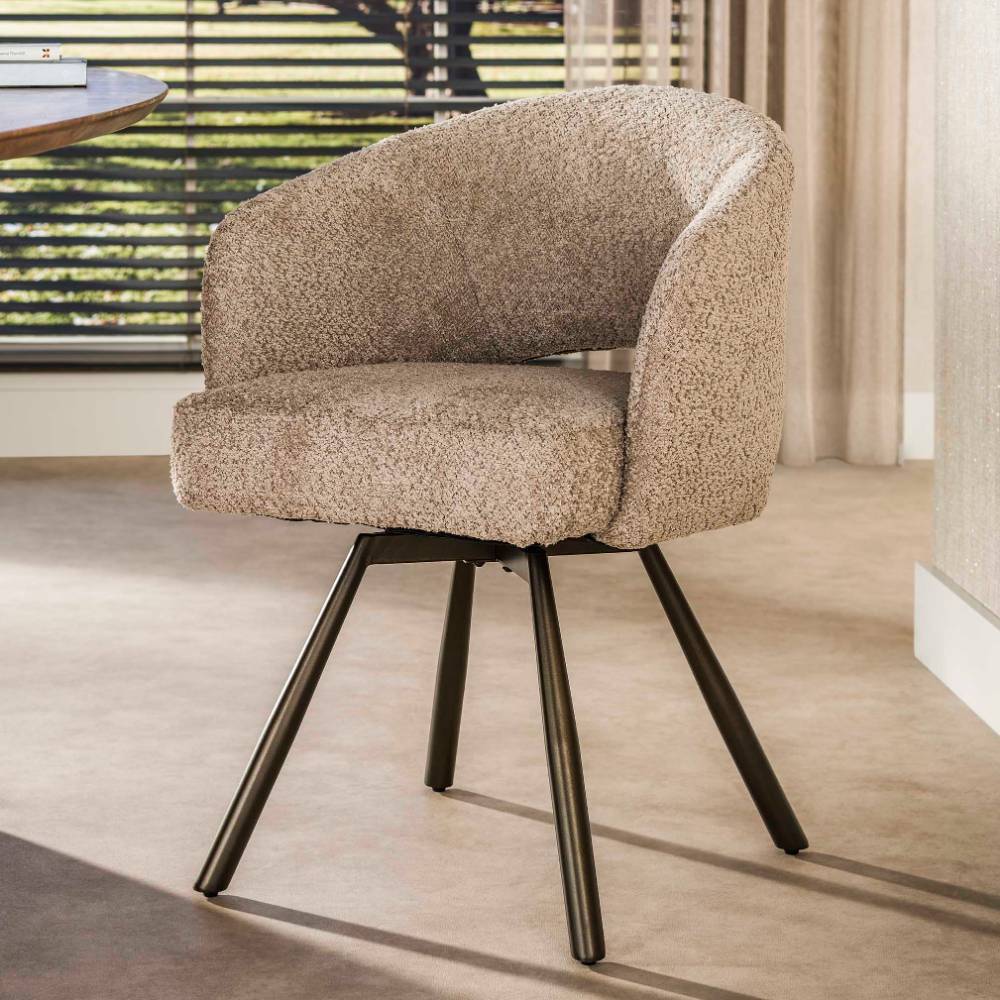 Drehbarer Cocktail-Esstischsessel in Beige - Tirnada (2er Set)