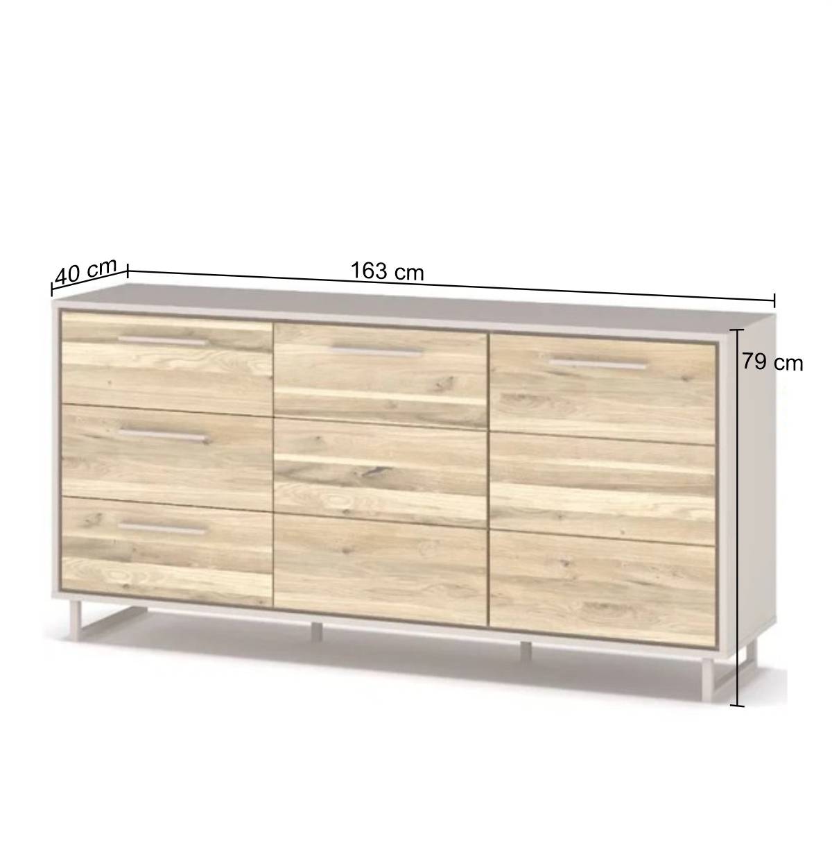 Kombi-Sideboard in Eiche Bianco und Kreideweiß - Loca