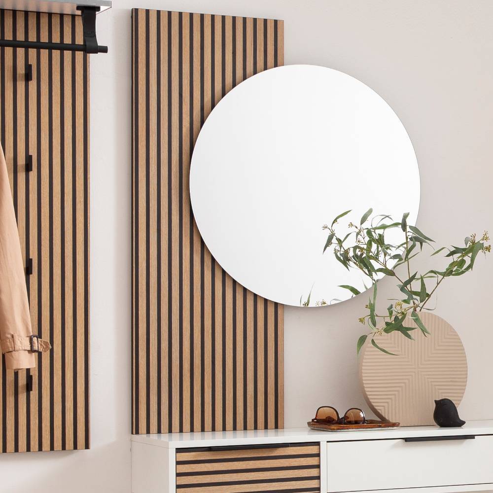 Moderner Flurspiegel mit Holzpaneel für Garderobe und Eingangsbereich – Cizio
