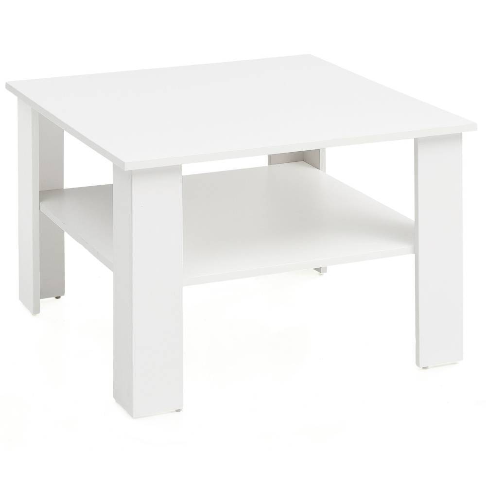 Minimalistischer weißer Couchtisch mit offener Ablage für Wohnzimmer – Lavenzia