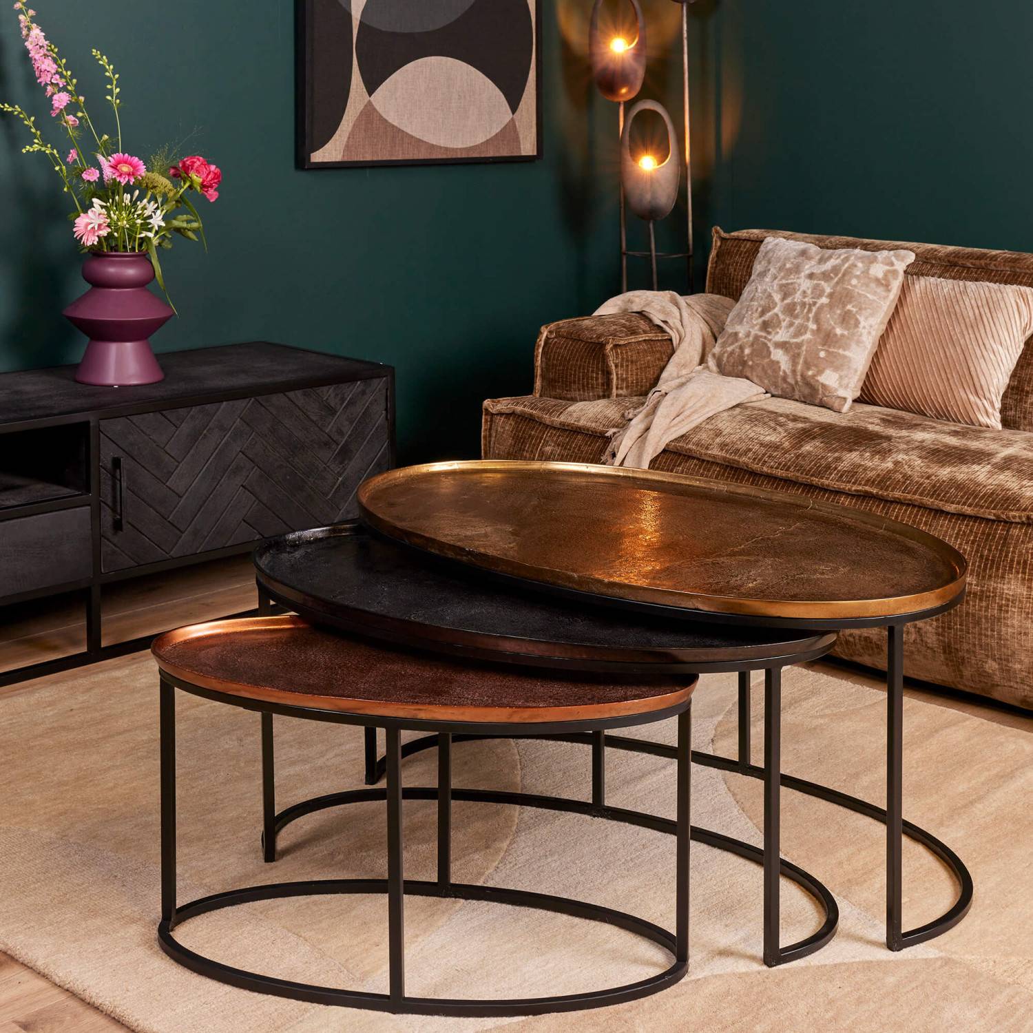 Couchtisch in ovaler Form - Abeigh (3er Set)