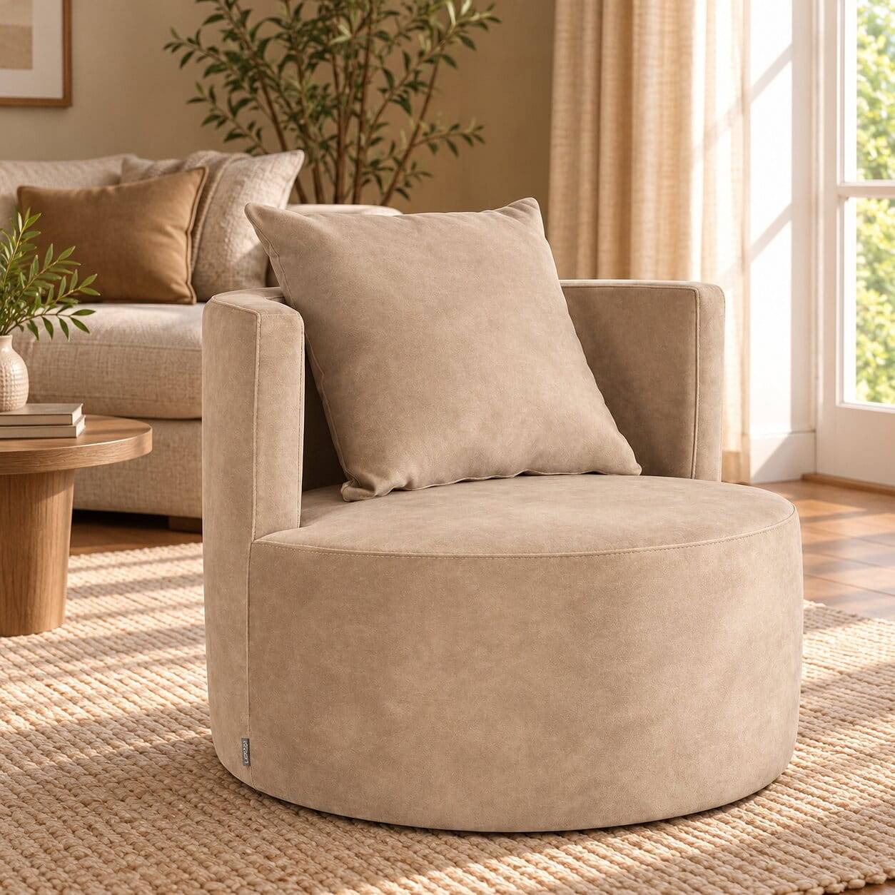 Polstersessel in Beige Velours - Sealand