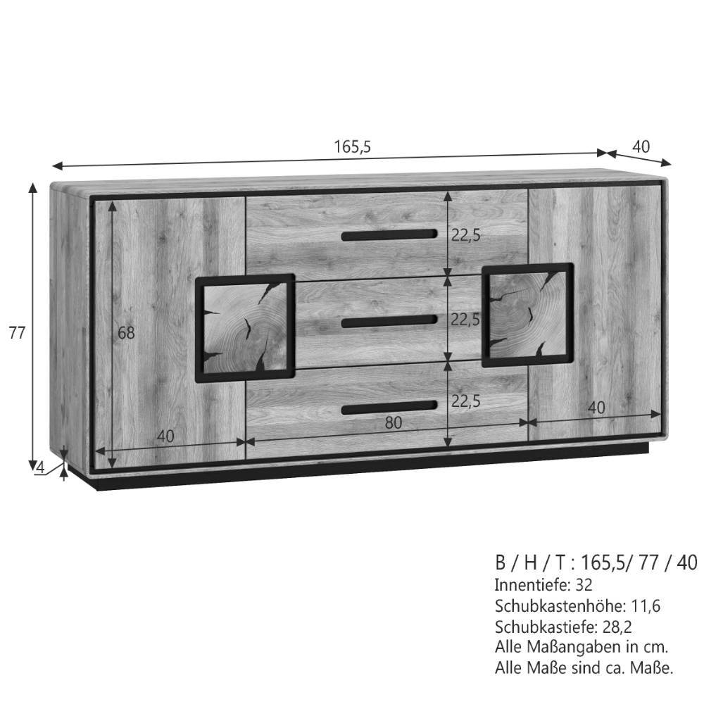 Sideboard in Wildeiche mit Schwarz - Shipper
