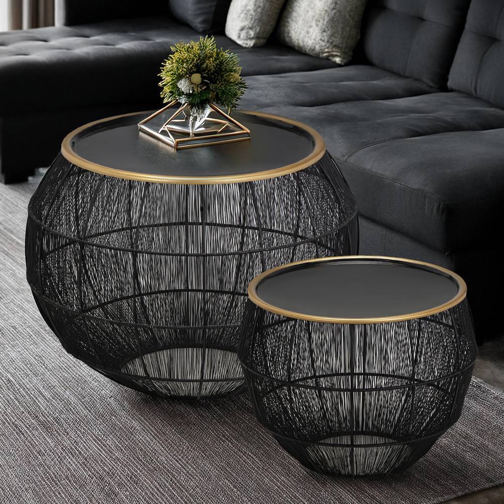 Elegantes Couchtisch Duo im Trommeldesign - Estreviu (zweiteilig)