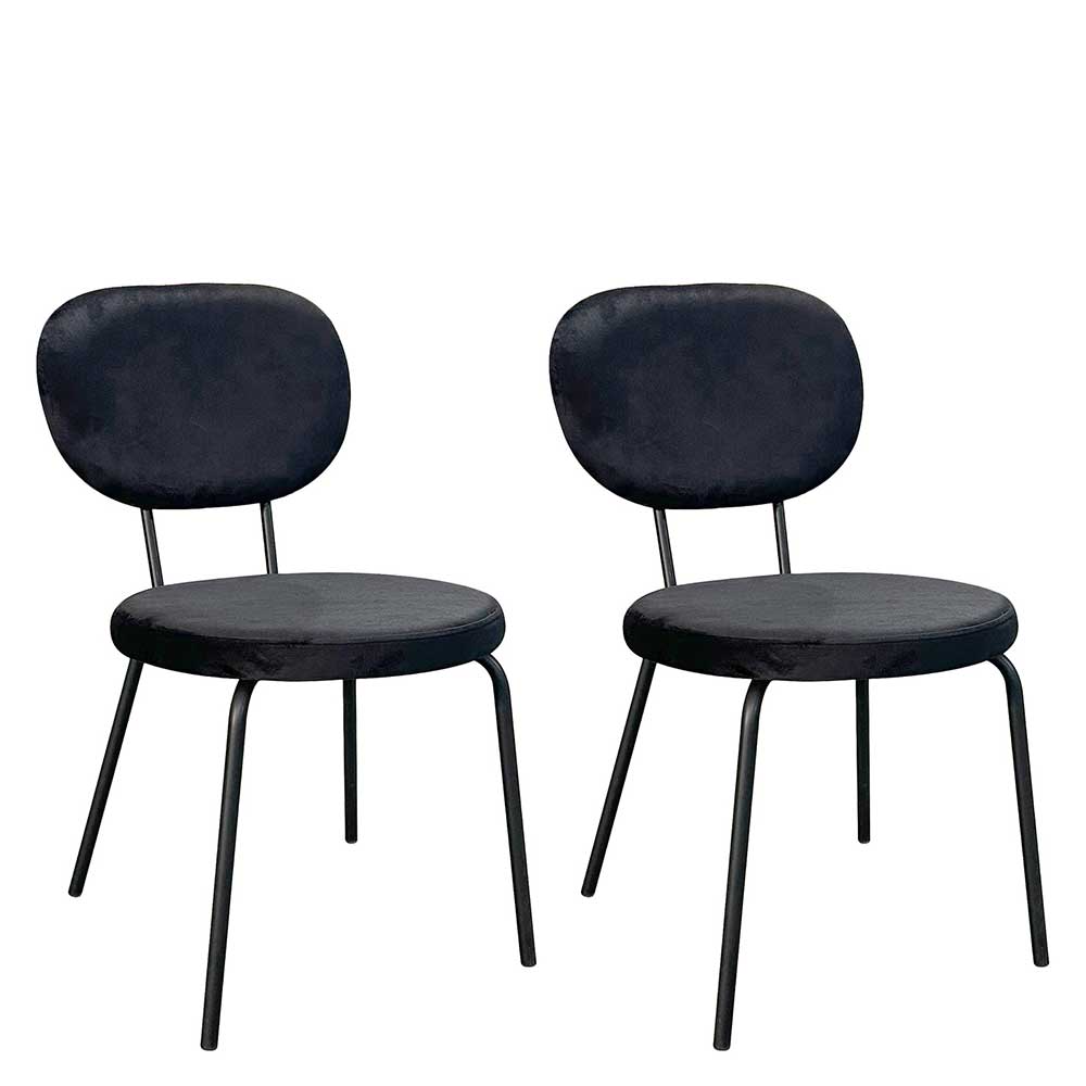 Samt Polsterstühle in Schwarz - Siao (2er Set)