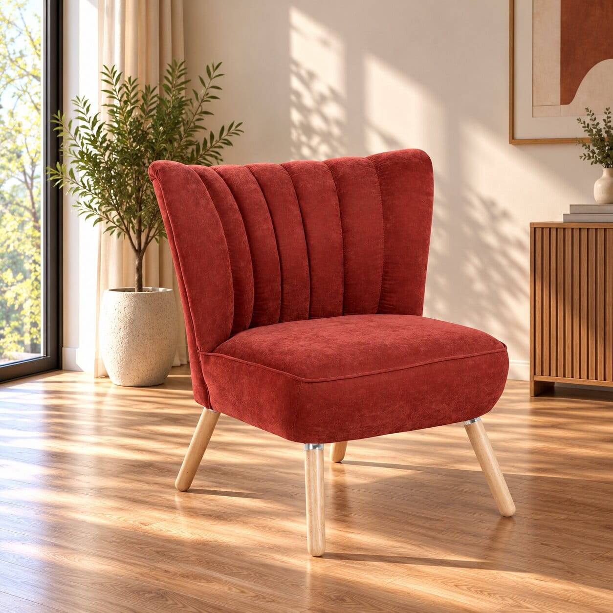 Polstersessel in Terracotta Velours - Iceline