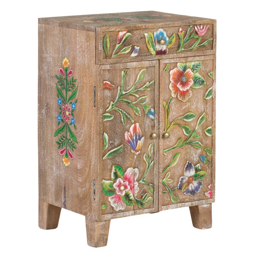 Massivholz Vertiko mit Blumen Dekor - Trinity