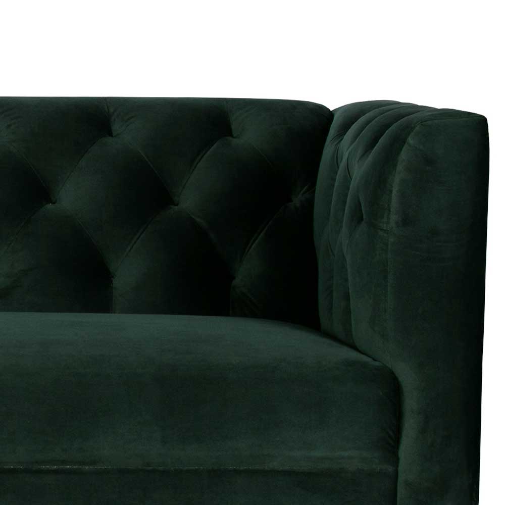 230x74x85 Vintage Samt-Sofa in Dunkelgrün - Pelican
