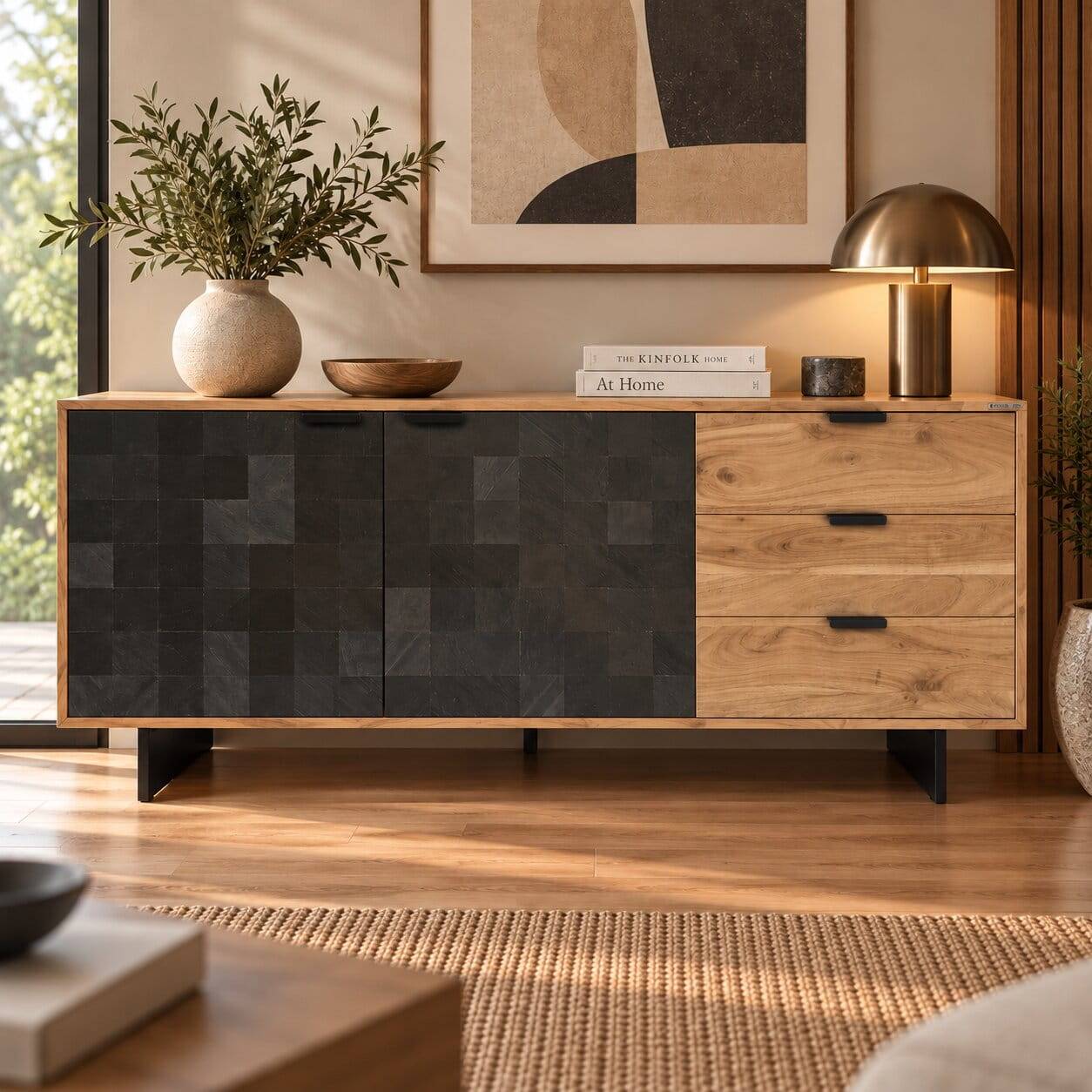 Kombi-Sideboard aus Akazie Massivholz - Sharmota