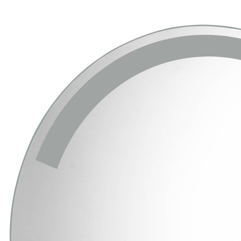 Oberer Bereich des runden Badspiegels mit integrierter LED-Beleuchtung am Rand – Cocondar