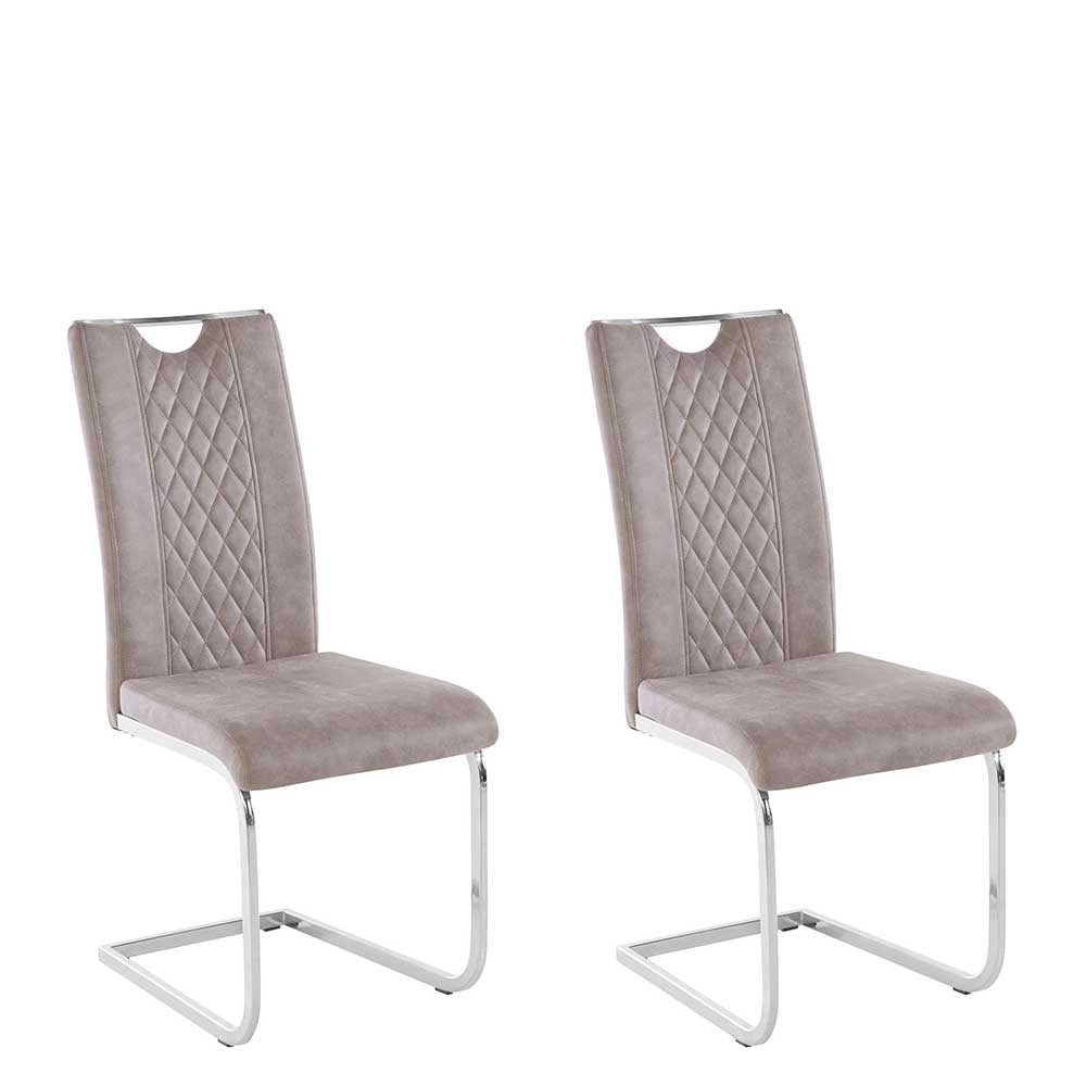 Freischwinger Stühle in Grau Microfaser - Picana (2er Set)