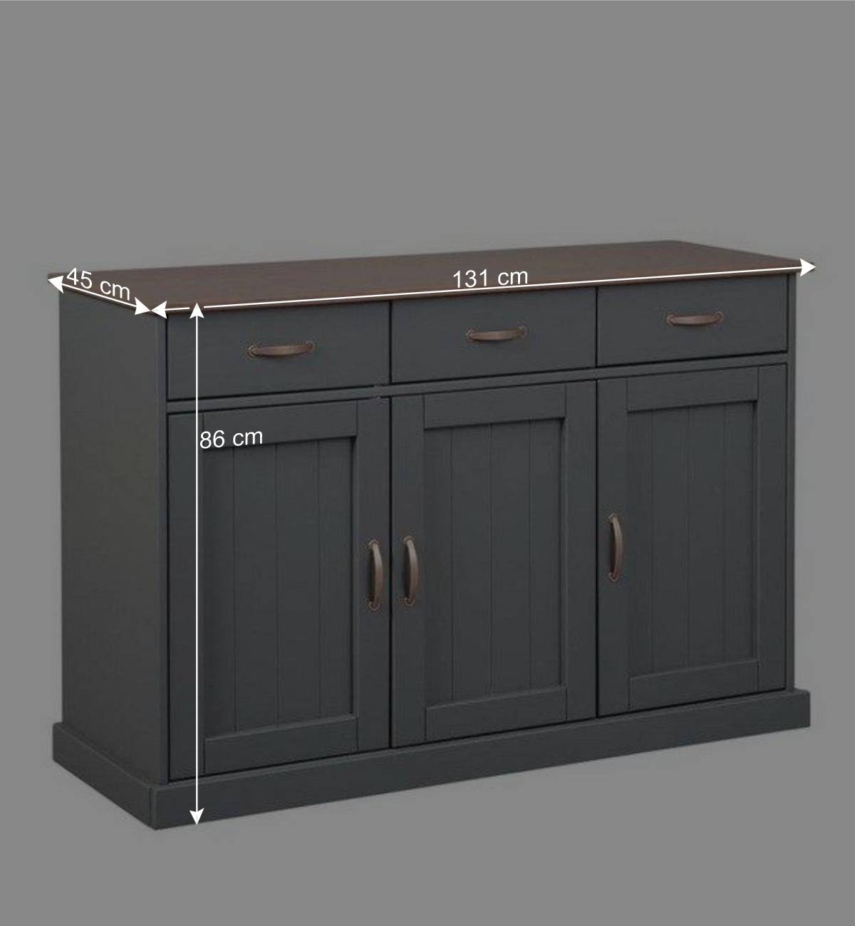 131x86x45 Landhaus Anrichte in Grau & Braun - Nepplan