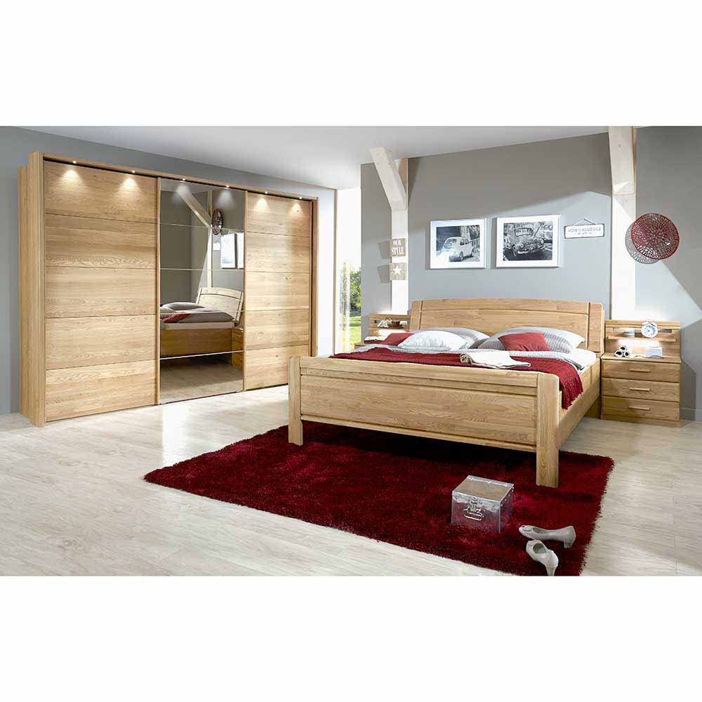 Schlafzimmer in Eiche Navumel mit Doppelbett 180x200 (vierteilig)