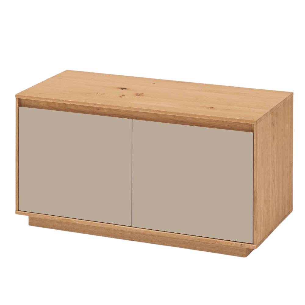 Dielenbank in Eiche Bianco und Beige mit zwei Türen für den Eingangsbereich – Nova