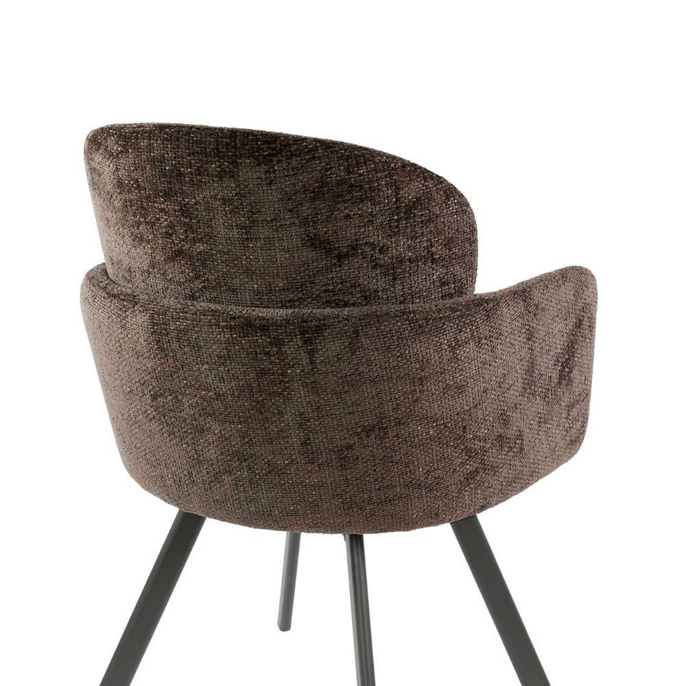 Brauner Chenille-Armlehnenstuhl um 360 Grad drehbar mit geschwungener Rückenlehne für das Esszimmer – Comby