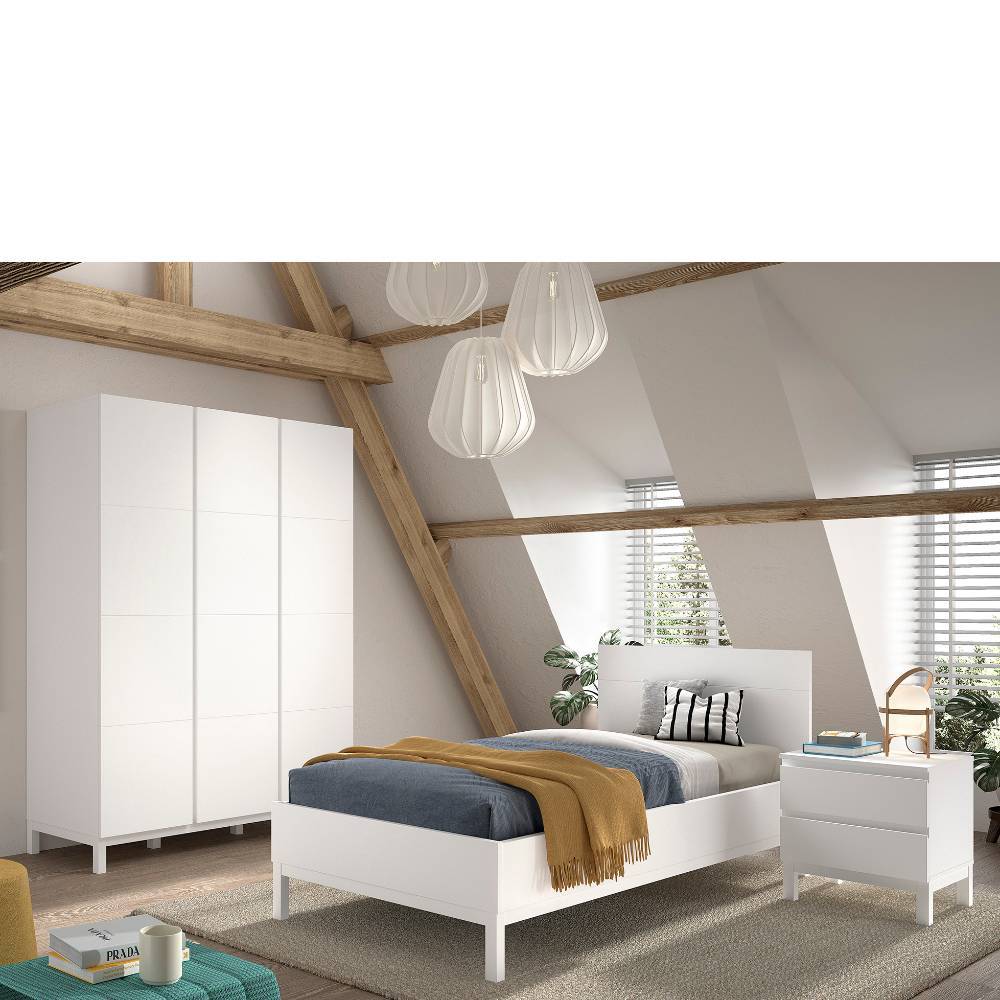 Jugendzimmer-Einrichtung in Weiß - Crocinol (dreiteilig)